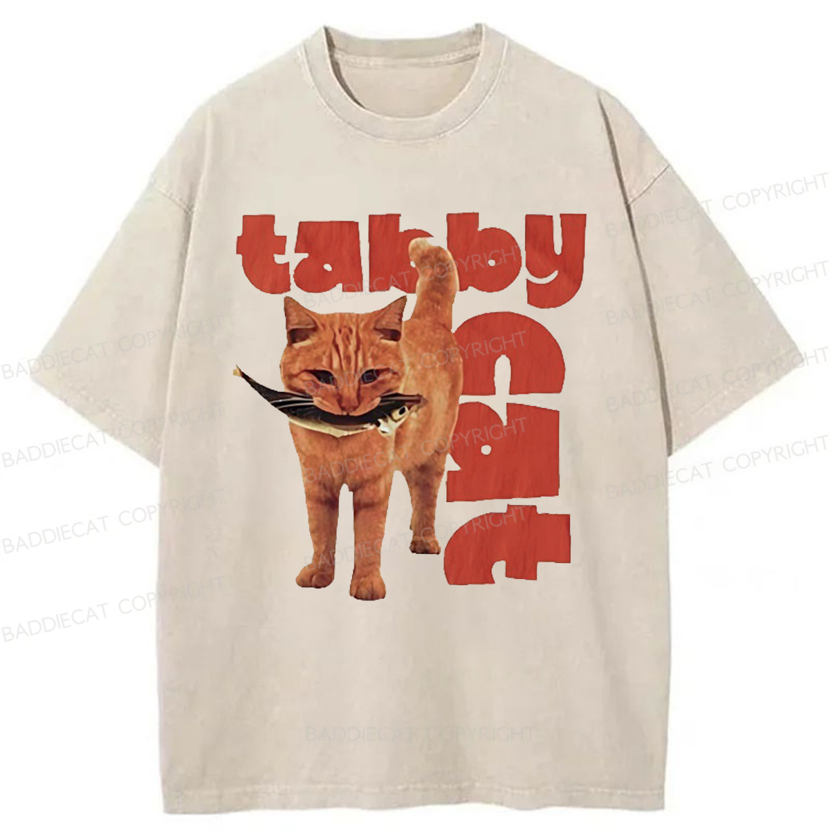 Baddiecat Tabby Cat Washed T-shirt