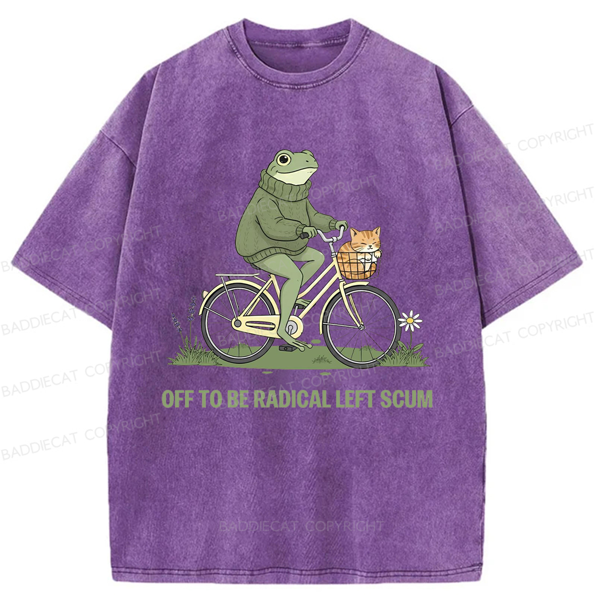 Baddiecat Radical Frog Washed T-shirt