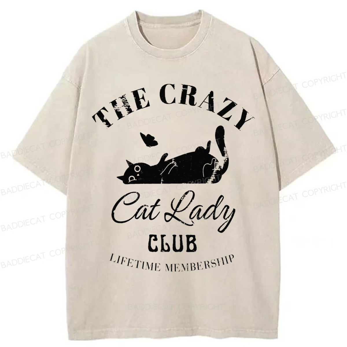 Baddiecat The Crazy Cat Lady Club Washed T-shirt