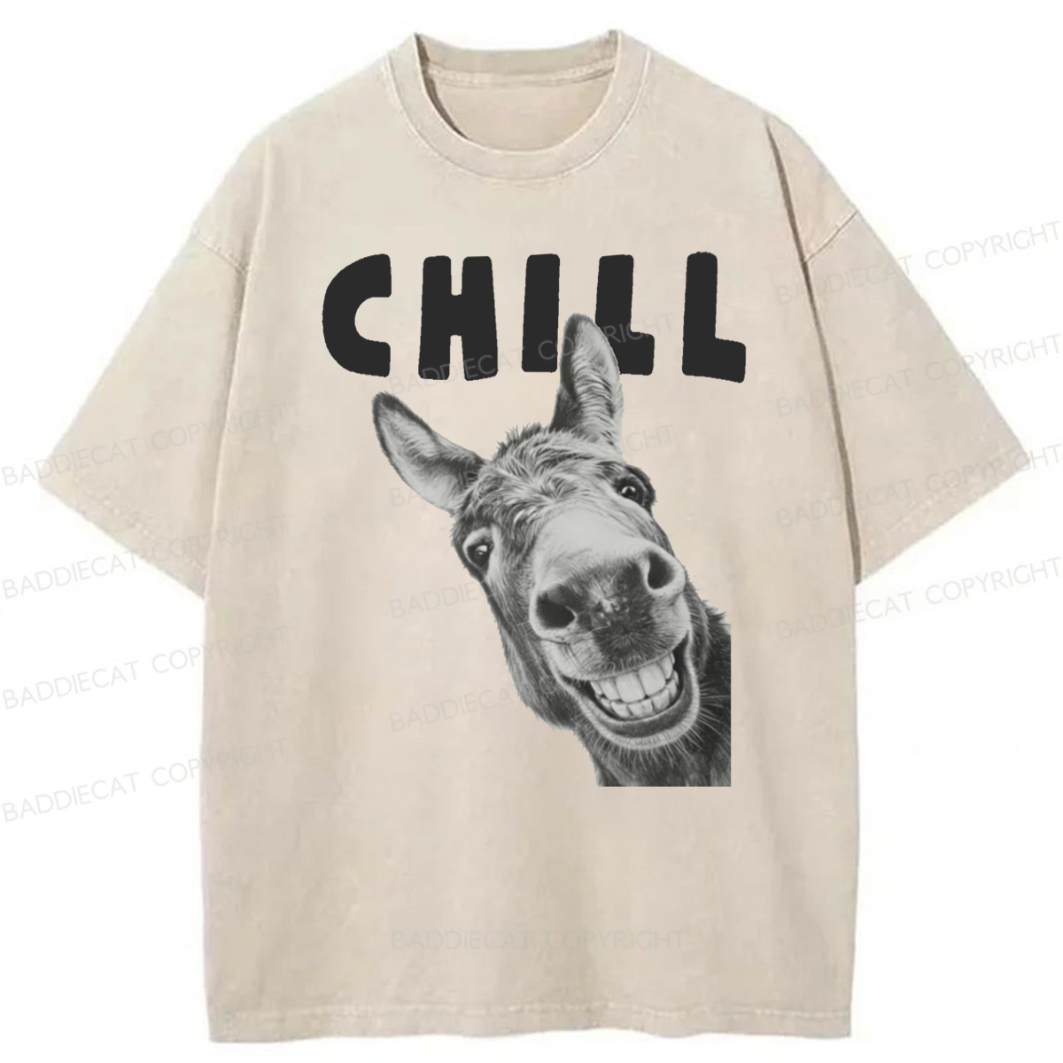 Baddiecat Chill Donkey Washed T-shirt