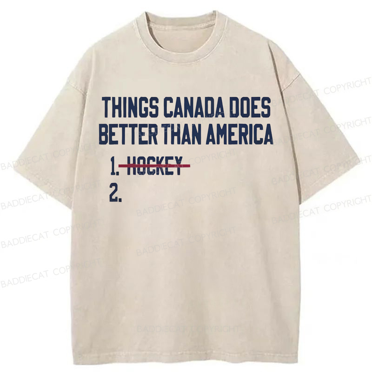 Baddiecat Funny Hockey Washed T-shirt
