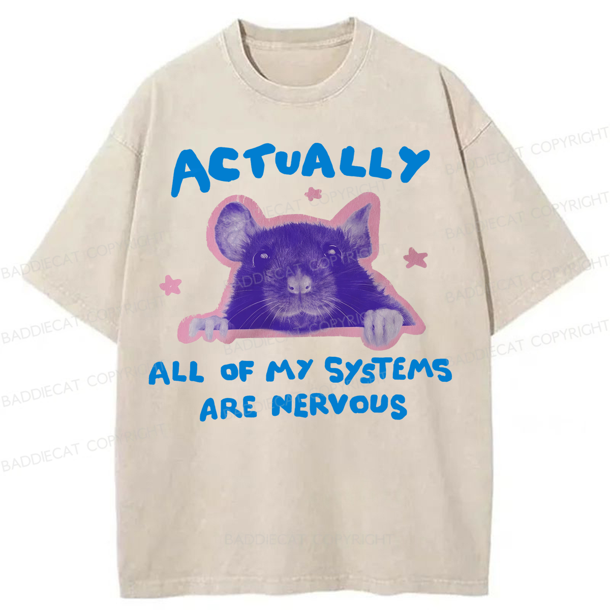 Baddiecat All Of My Systems Are Nervous Washed T-shirt