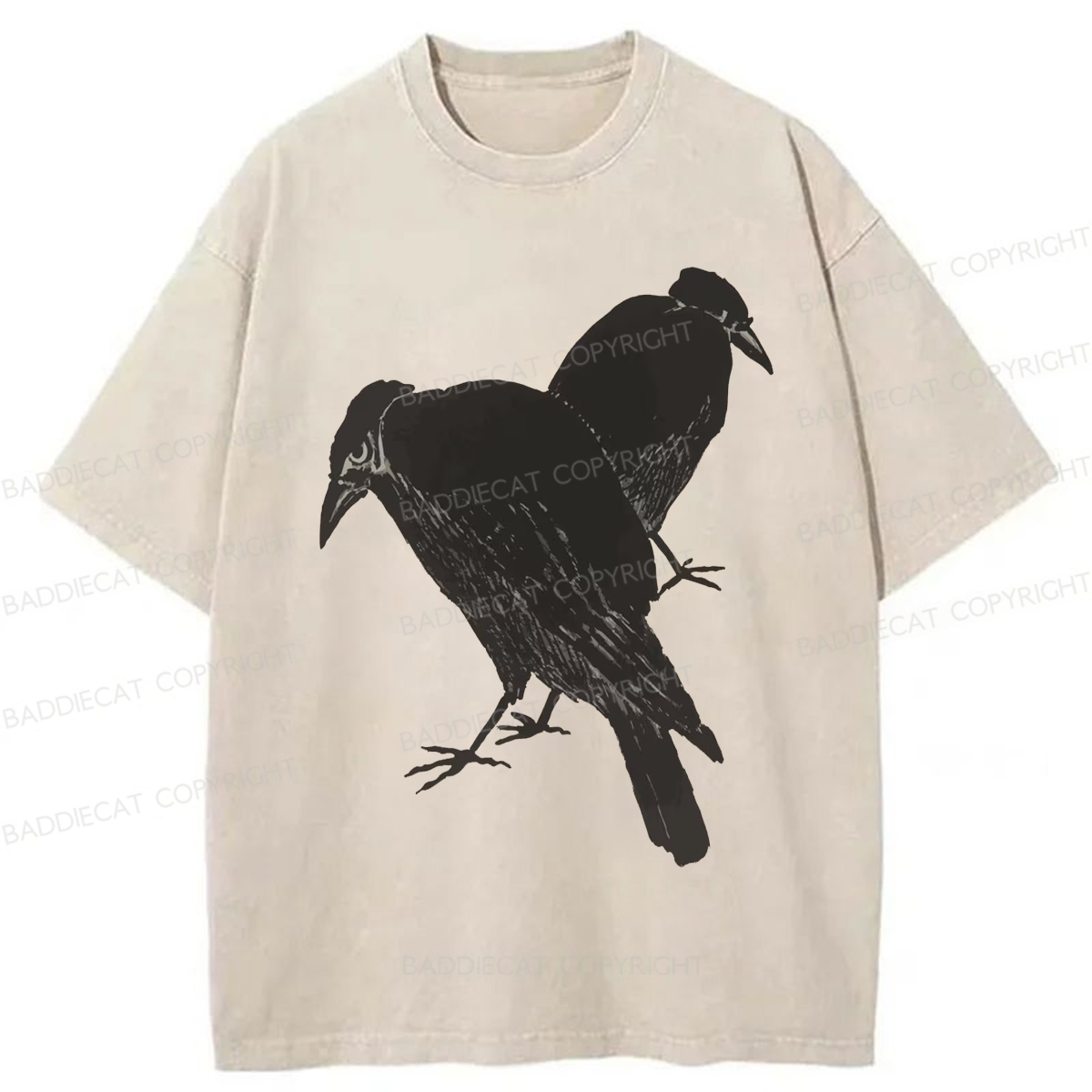 Baddiecat Two Ravens Washed T-shirt