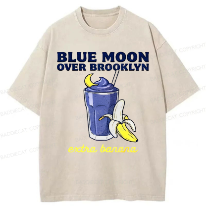 Baddiecat Heated Rivalry Blue Moon Over Brooklyn Extra Banana Washed T-shirt
