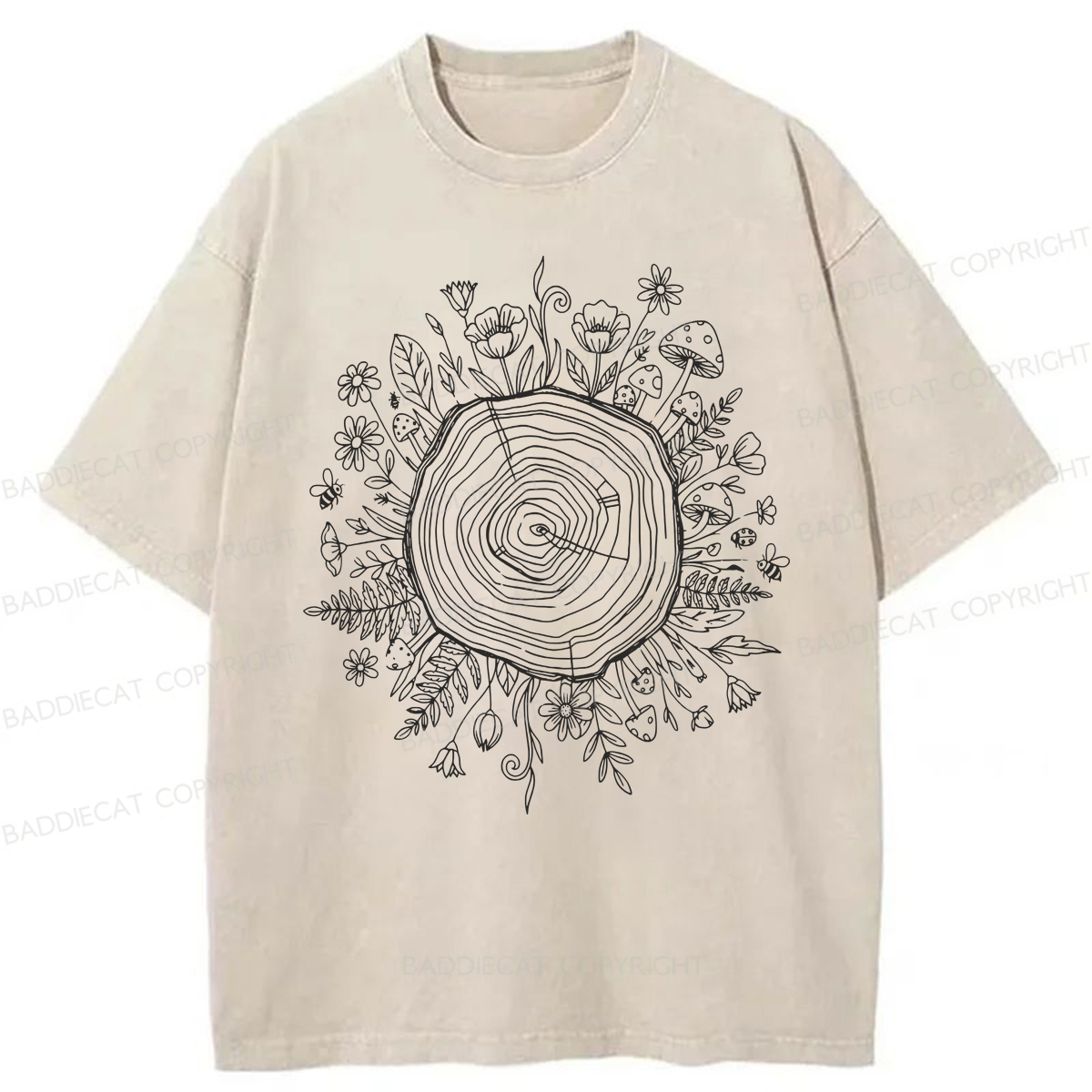 Baddiecat Botanical Tree Washed T-shirt