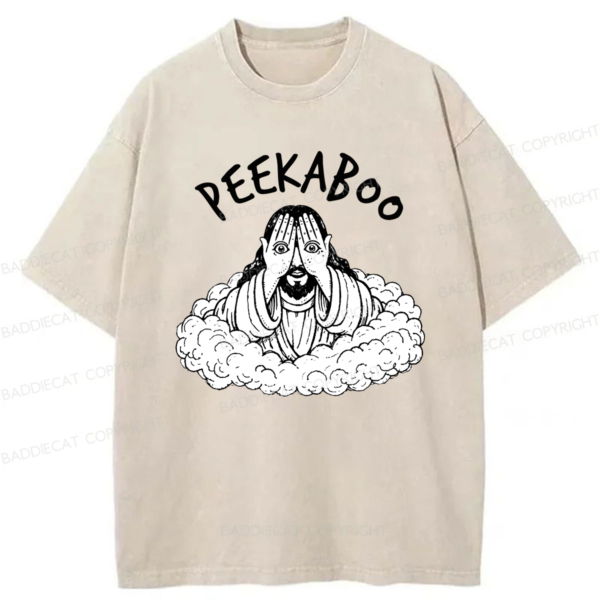 Baddiecat Peekaboo Jesus Washed T-shirt