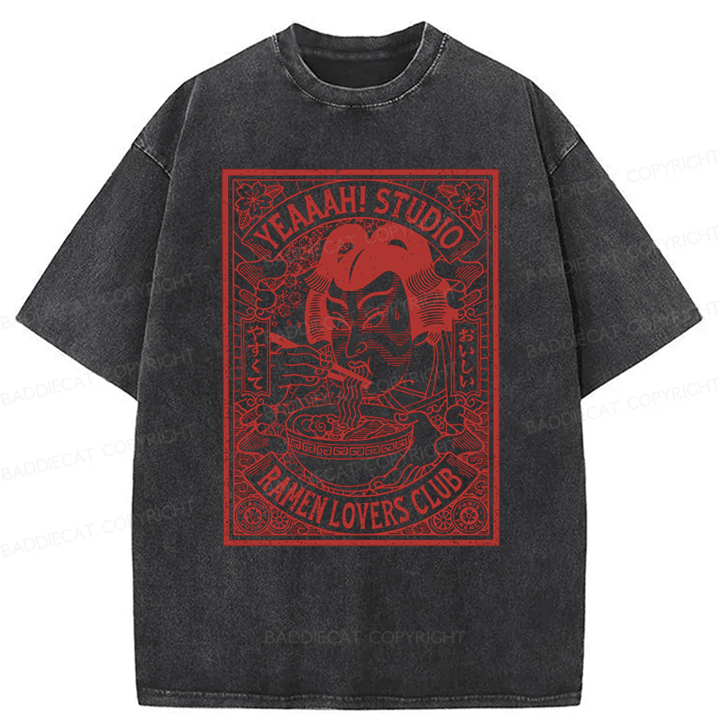 Baddiecat Ramen Washed T-shirt