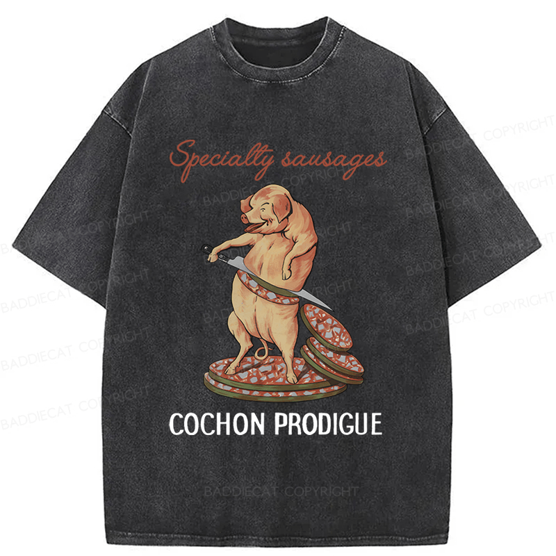 Baddiecat Specially Sausages Washed T-shirt