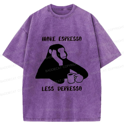 Baddiecat Monkey With A Coffee Mug Washed T-shirt