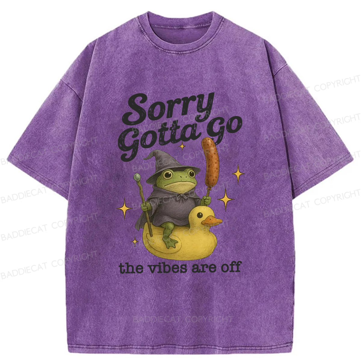 Baddiecat Escape Magic Frog Washed T-shirt