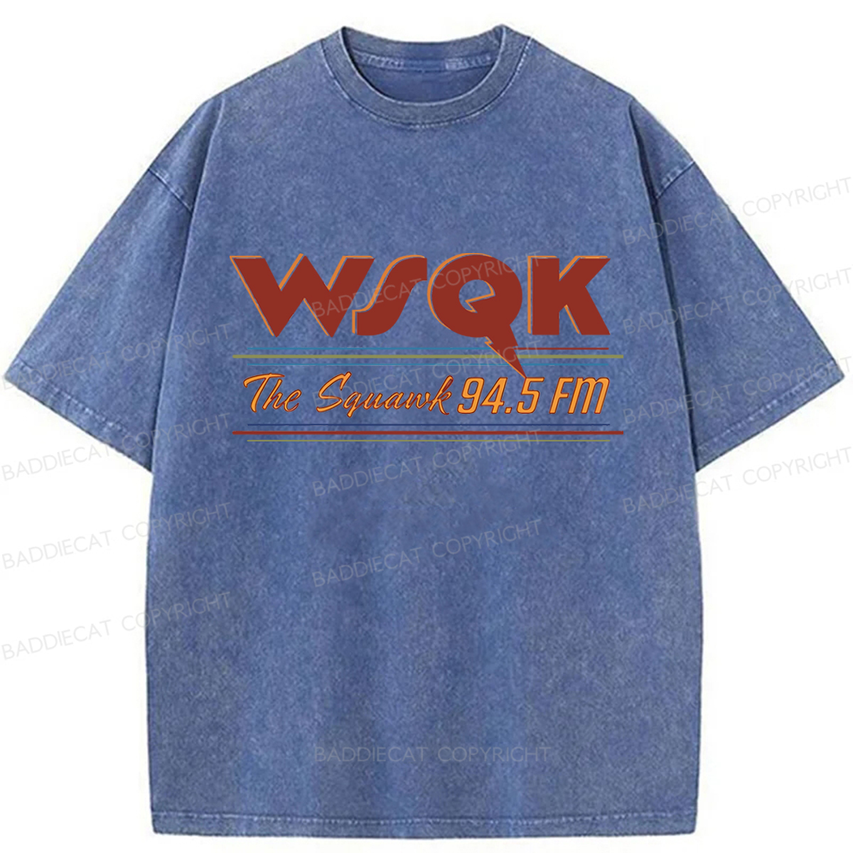 Baddiecat WSQK The Squawk 94.5 FM Retro Washed T-shirt