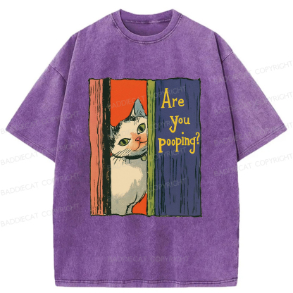 Baddiecat Peeping Cat Washed T-shirt