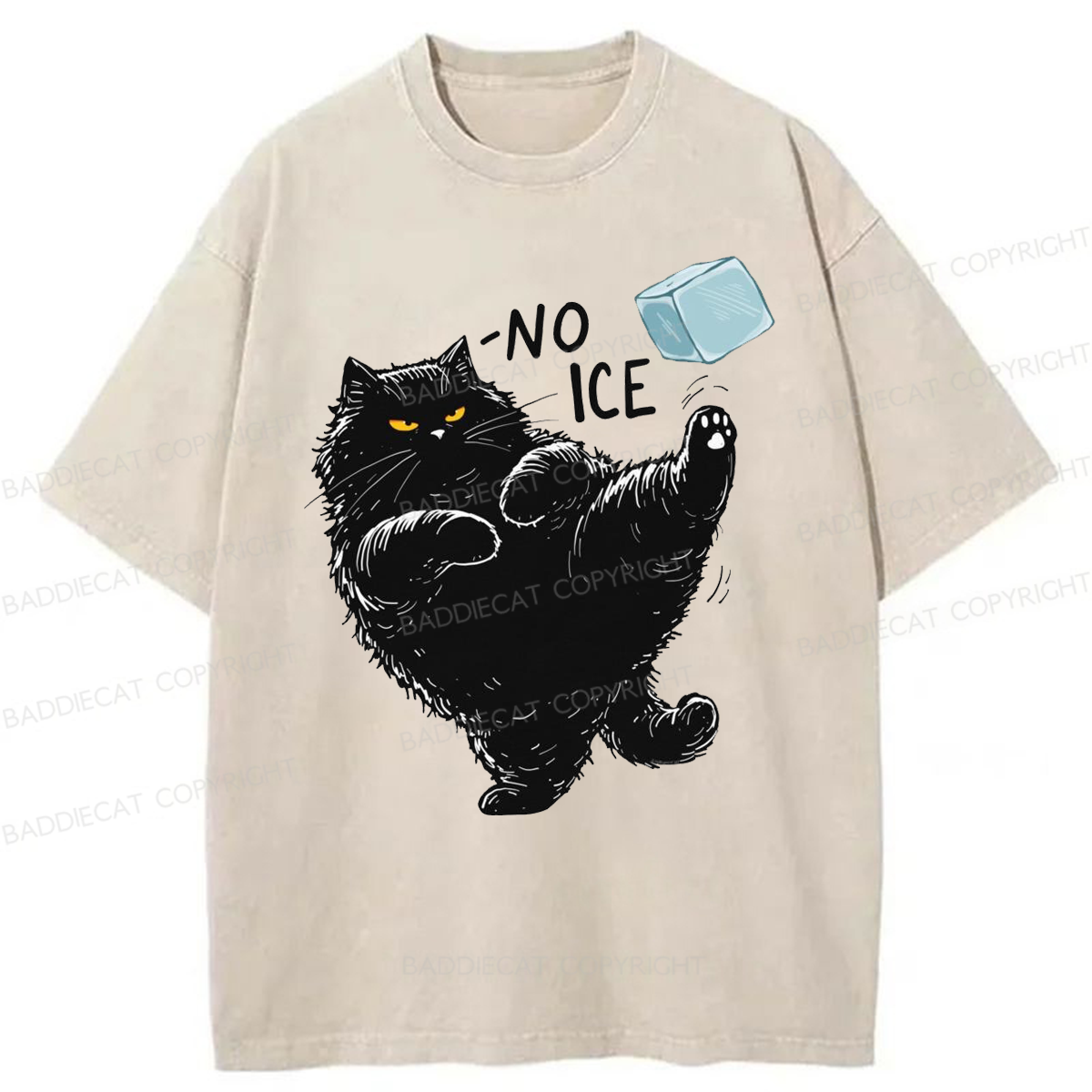 Baddiecat Cat Says NO ICE Washed T-shirt