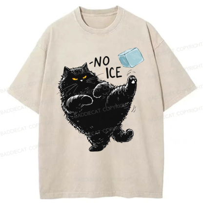 Baddiecat Cat Says NO ICE Washed T-shirt