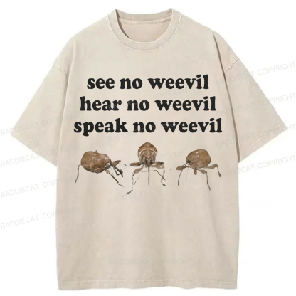 Baddiecat Funny Weevil Washed T-shirt