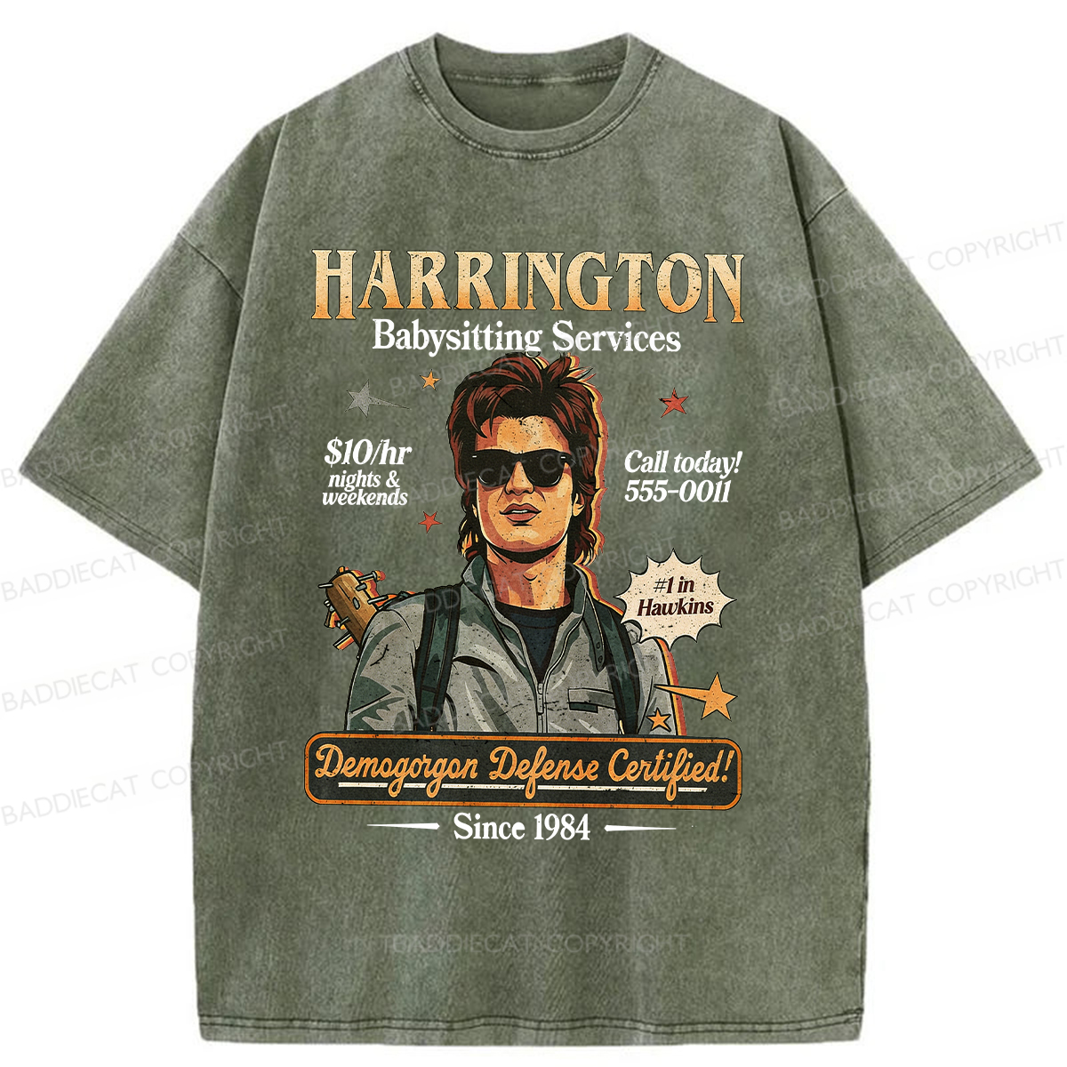 Baddiecat Babysitter Harrington Washed T-shirt