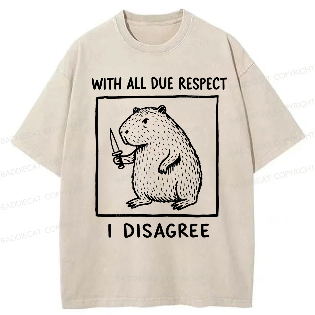 Baddiecat With All Due Respect I Disagree Washed T-shirt