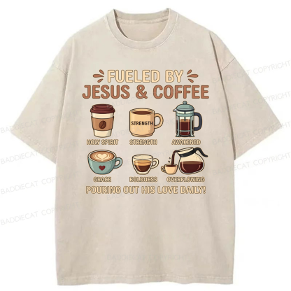 Baddiecat Jesus Coffee Washed T-shirt