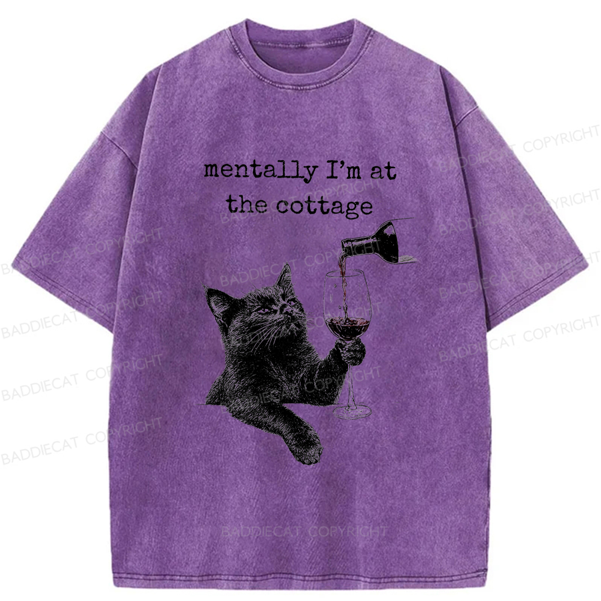Baddiecat Depressed Black Cat Washed T-shirt