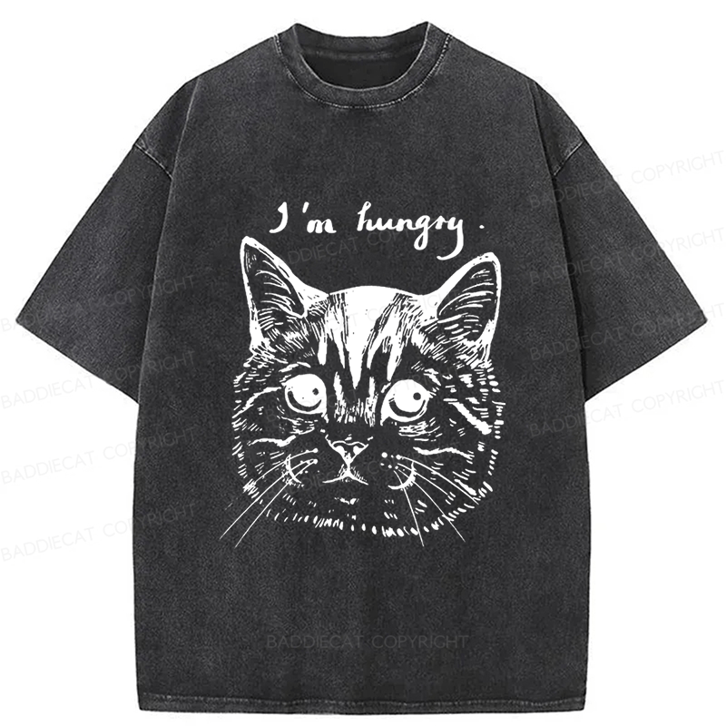 Baddiecat The Cat Hungry Washed T-shirt