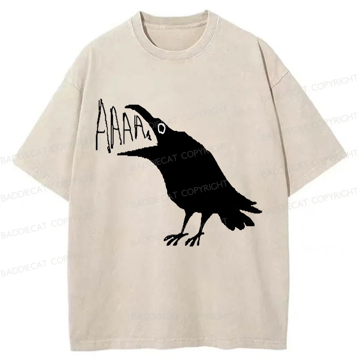 Baddiecat Screaming Crow Washed T-shirt