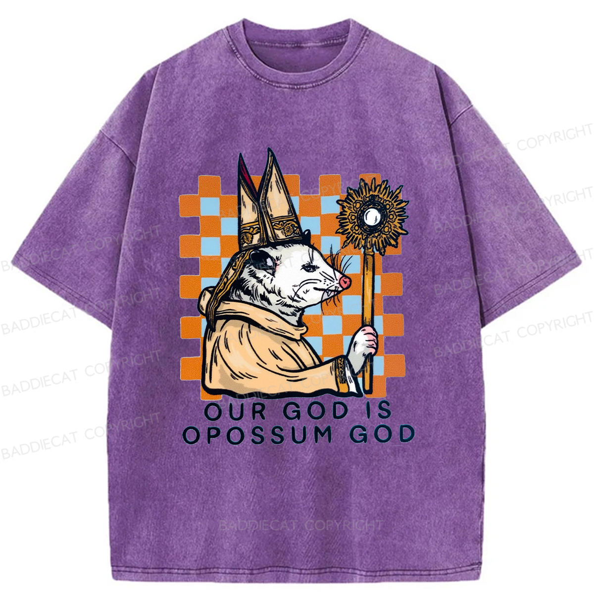 Baddiecat God Of The Possum Washed T-shirt