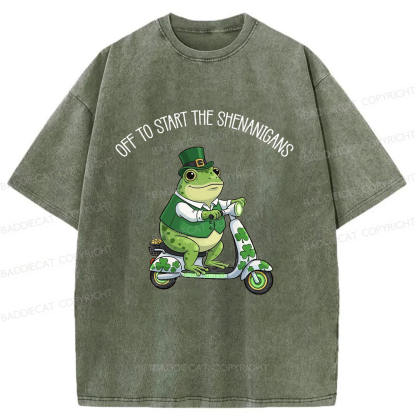 Baddiecat Off To Start The Shenanigans Washed T-shirt