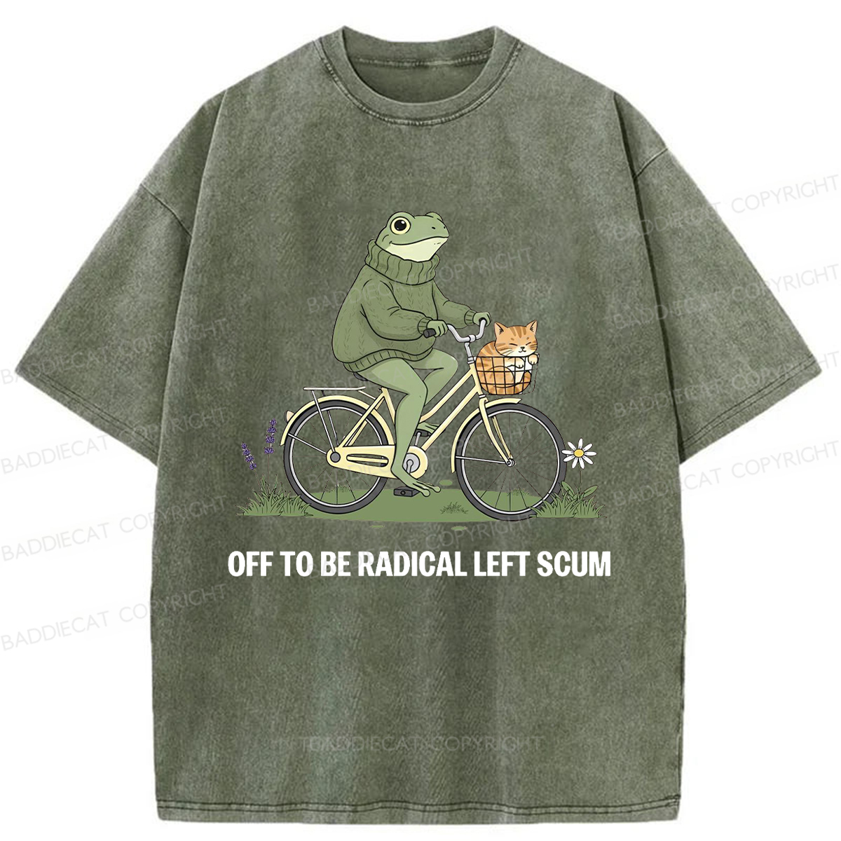Baddiecat Radical Frog Washed T-shirt
