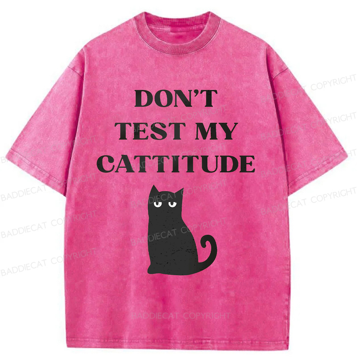 Baddiecat DON'T TEST MY CATTITUDE Washed T-shirt