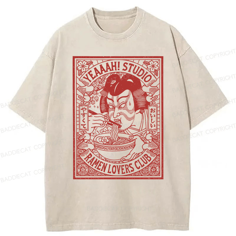 Baddiecat Ramen Washed T-shirt