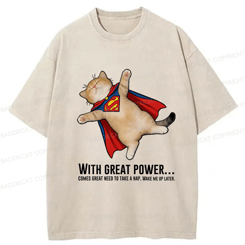 Baddiecat Cat Sleeping In Funny Washed T-shirt