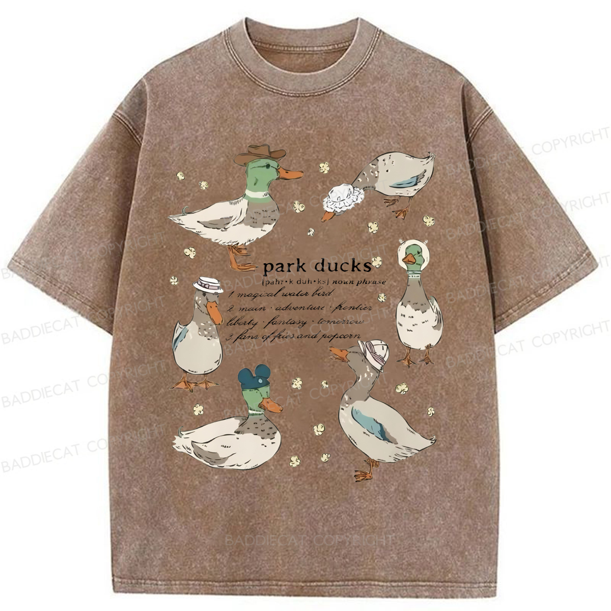 Baddiecat Park Ducks Washed T-shirt