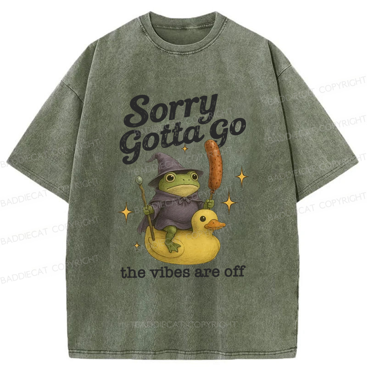 Baddiecat Escape Magic Frog Washed T-shirt