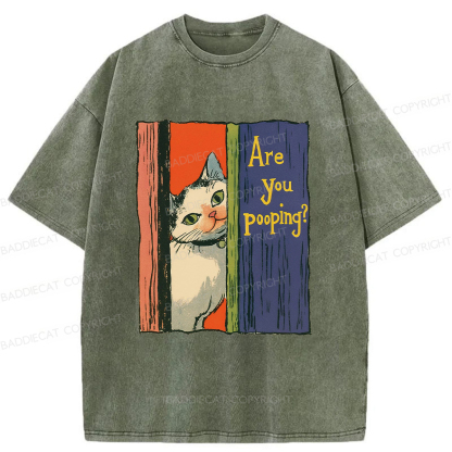 Baddiecat Peeping Cat Washed T-shirt