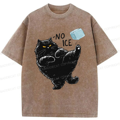Baddiecat Cat Says NO ICE Washed T-shirt