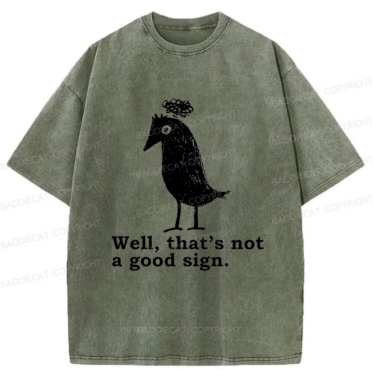 Baddiecat Ominous Raven Washed T-shirt