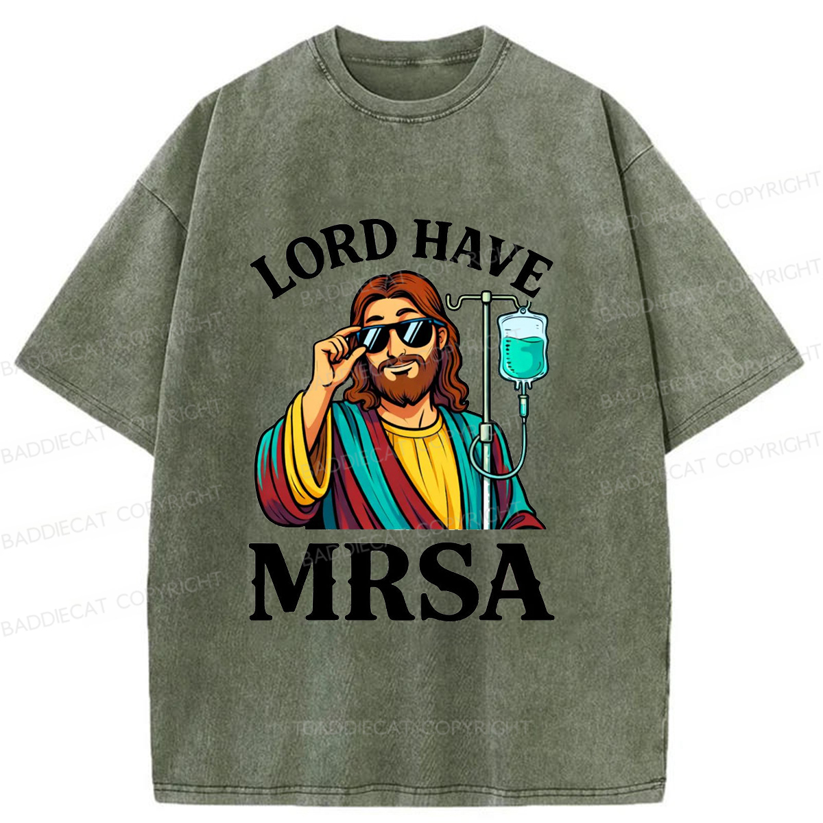 Baddiecat Pray To Jesus Washed T-shirt