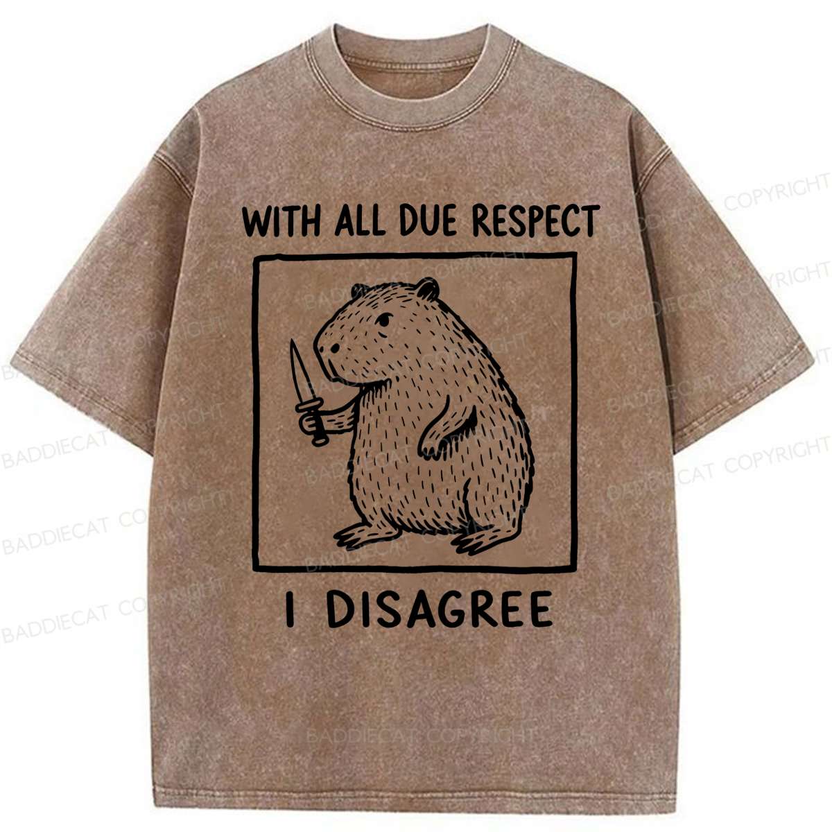 Baddiecat With All Due Respect I Disagree Washed T-shirt