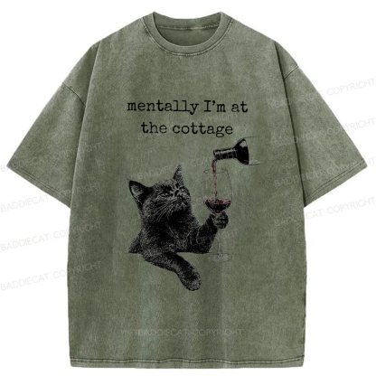 Baddiecat Depressed Black Cat Washed T-shirt