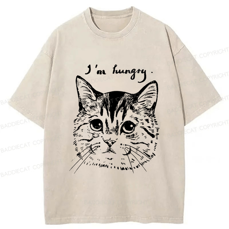 Baddiecat The Cat Hungry Washed T-shirt