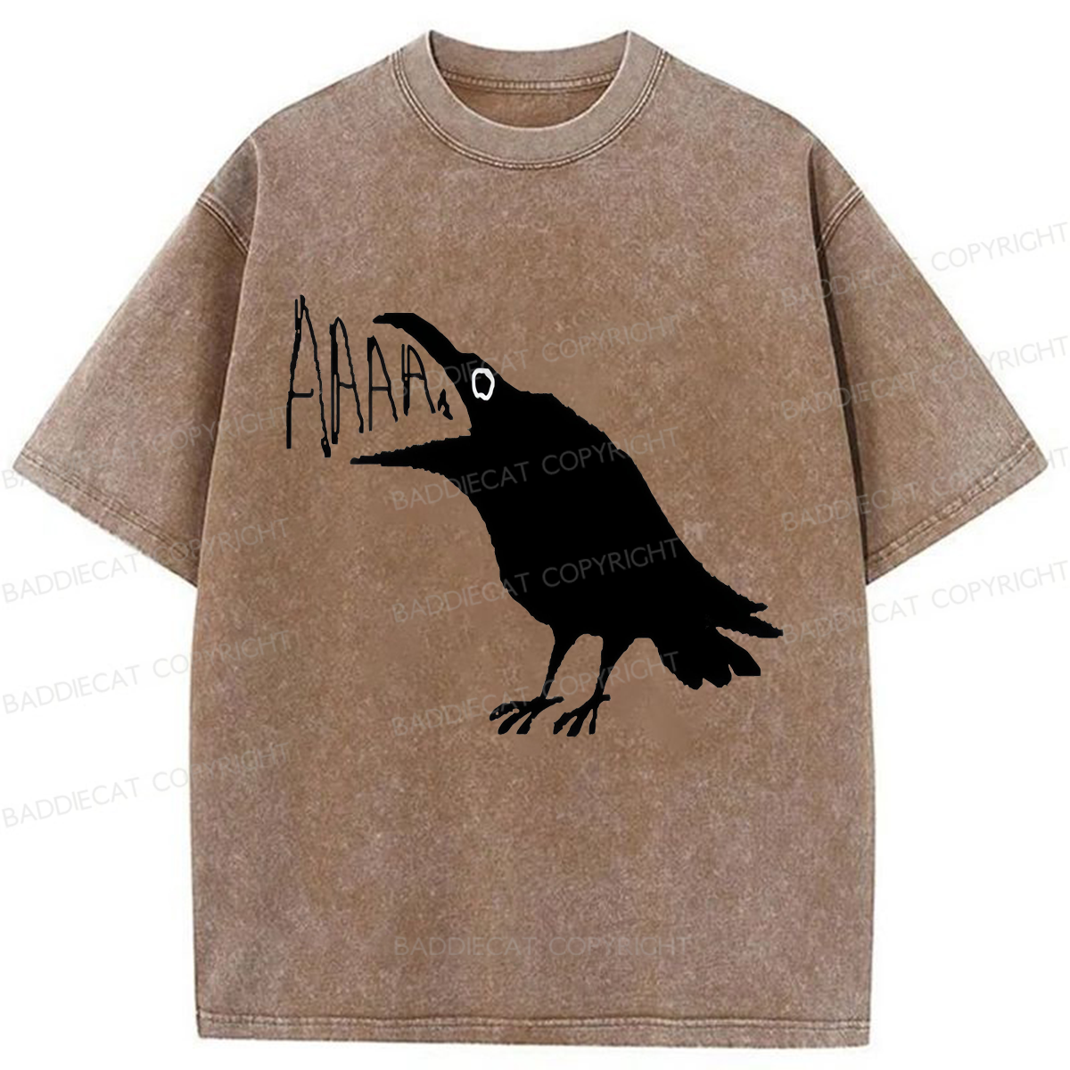 Baddiecat Screaming Crow Washed T-shirt