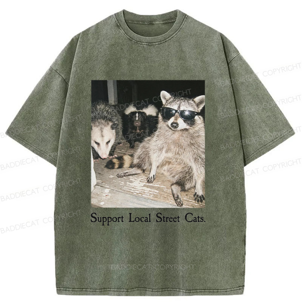 Baddiecat Support Local Street Cats Washed T-shirt