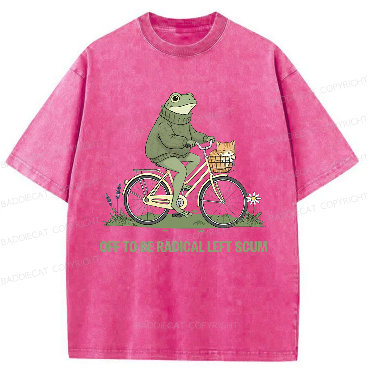 Baddiecat Radical Frog Washed T-shirt