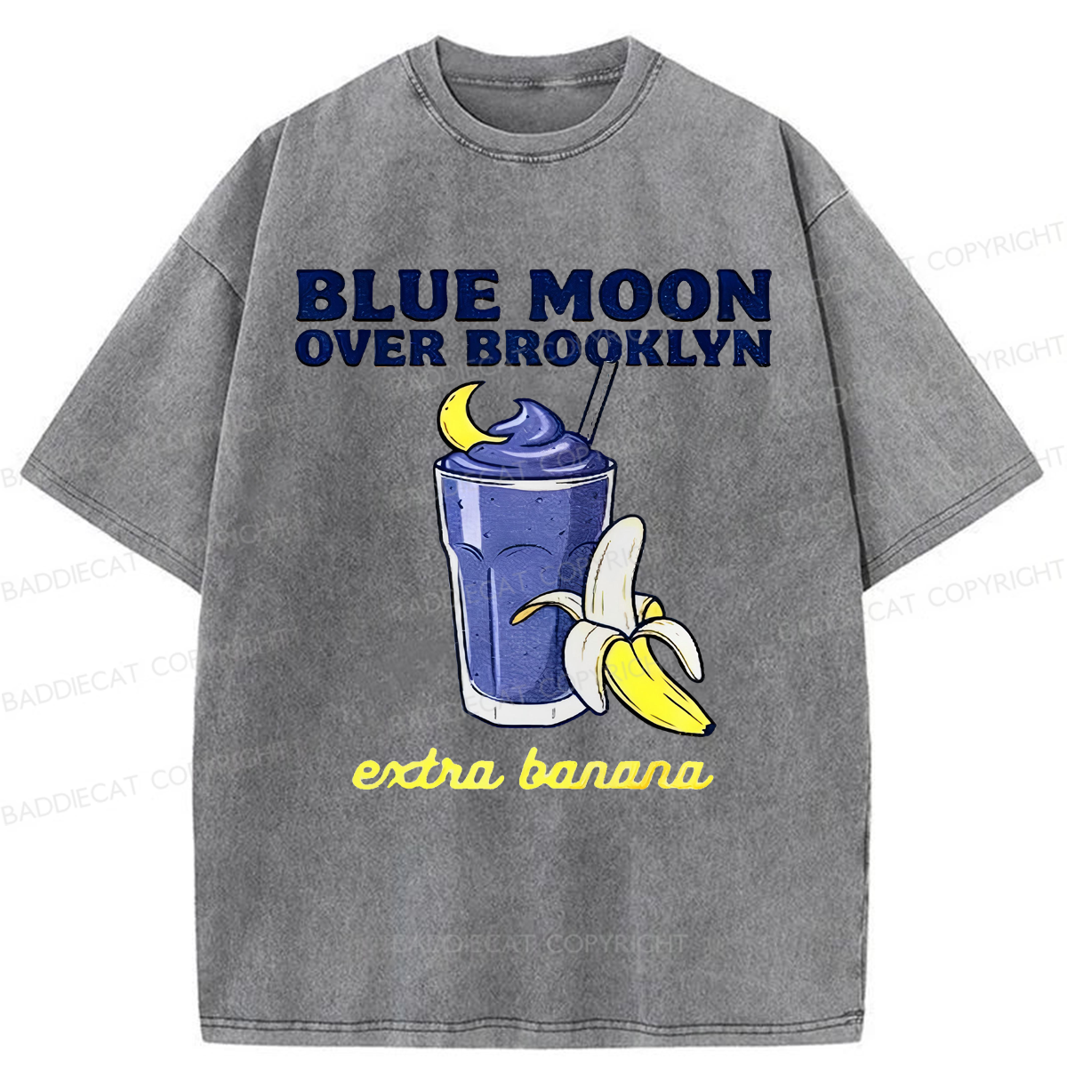 Baddiecat Heated Rivalry Blue Moon Over Brooklyn Extra Banana Washed T-shirt