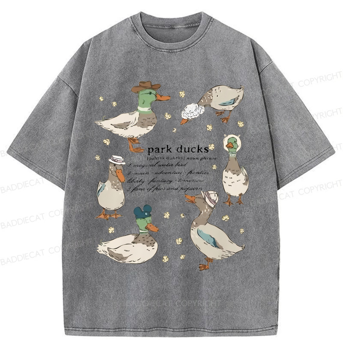 Baddiecat Park Ducks Washed T-shirt