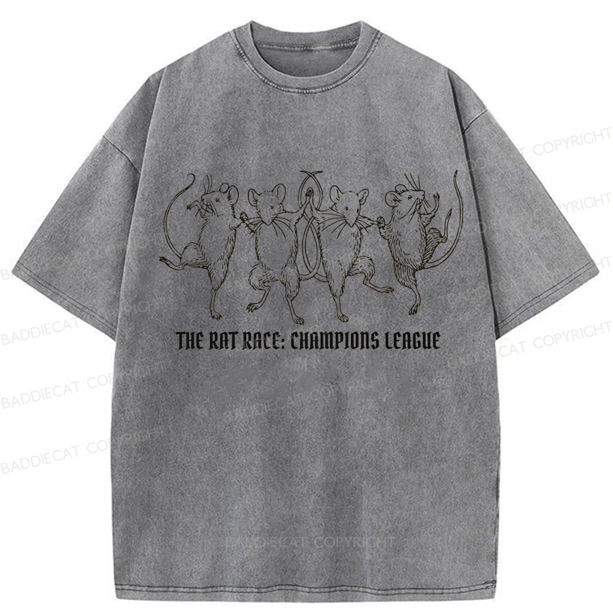 Baddiecat Dancing Rats Washed T-shirt