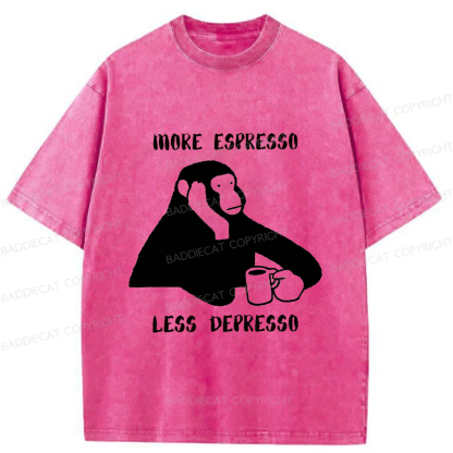 Baddiecat Monkey With A Coffee Mug Washed T-shirt