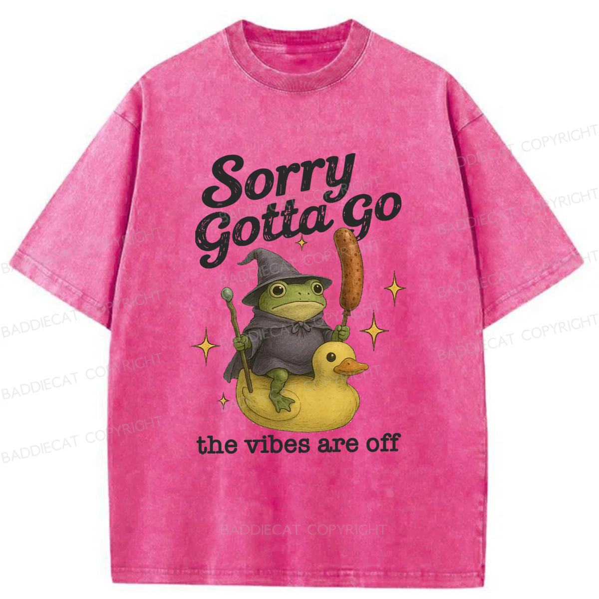 Baddiecat Escape Magic Frog Washed T-shirt