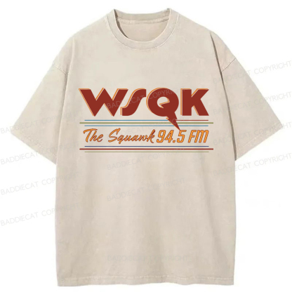 Baddiecat WSQK The Squawk 94.5 FM Retro Washed T-shirt