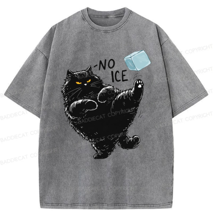 Baddiecat Cat Says NO ICE Washed T-shirt